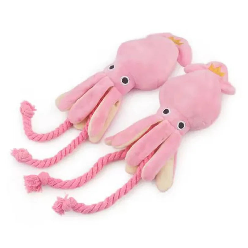 Squeaky Octopus Rope Chew Toy for Dogs & Cats