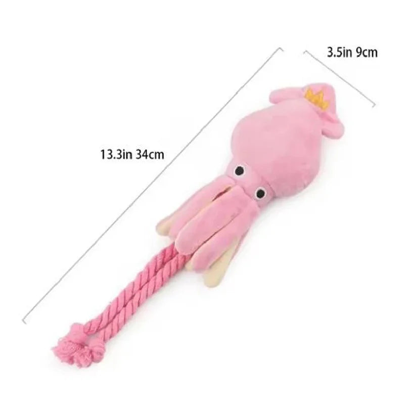 Squeaky Octopus Rope Chew Toy for Dogs & Cats