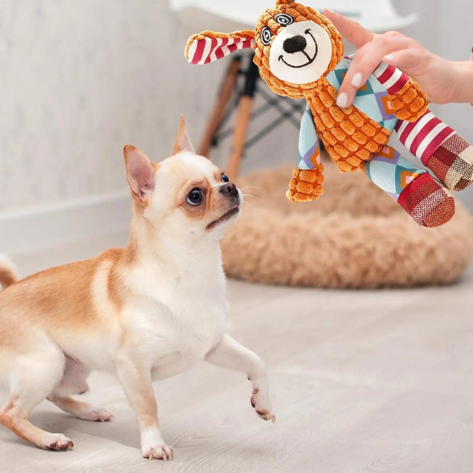 Plush Squeaky Dog Toy – Cute Cartoon Stuffed Animal for Dogs