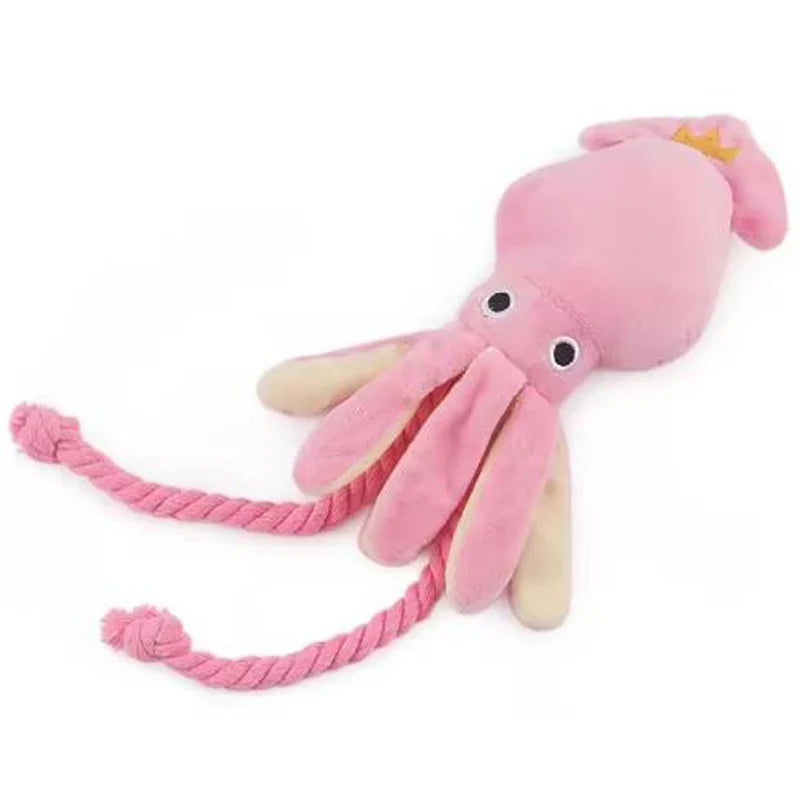 Squeaky Octopus Rope Chew Toy for Dogs & Cats