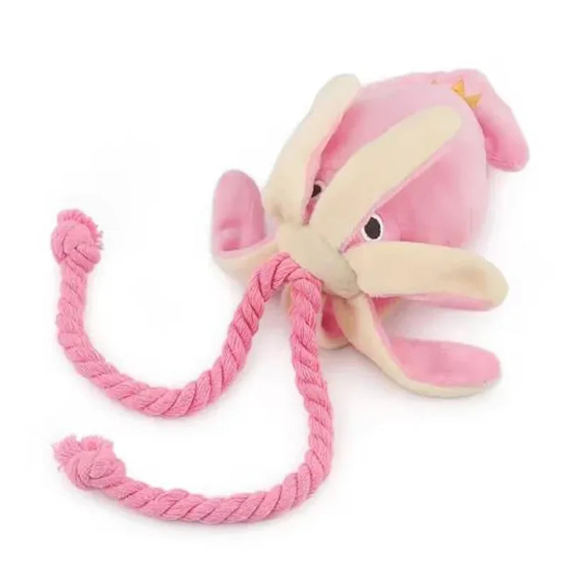 Squeaky Octopus Rope Chew Toy for Dogs & Cats